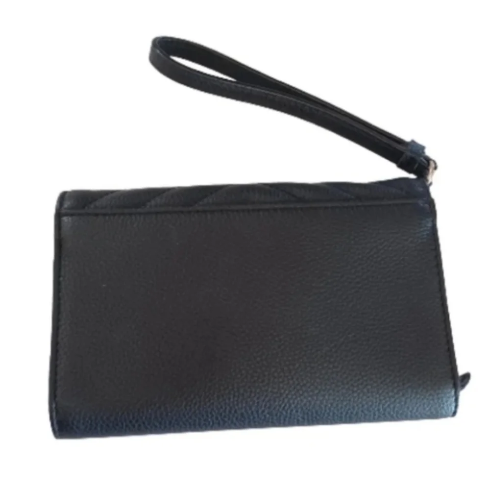 Victoria's Secret faux leather black wallet wristlet clutch mini purse bag